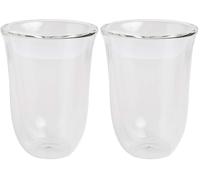De'Longhi Juego de 2 vasos premium para café latte macchiato, apto para lavavajillas, pared doble vidrio templado, transparente, 220 ml (Paquete de 2)