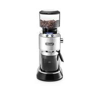 DeLonghi Molinillo de café eléctrico Dedica KG 521.M, pantalla LCD de 2.1» con función de aroma, carcasa completamente metálica, molinillo de cono de acero inoxidable, ajuste de molienda ajustable, plateado