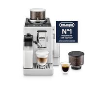 De’Longhi Rivelia - Cafetera Superautomática, LatteCrema Jarra de leche automática, 16 Bebidas One-Touch, Pantalla Táctil, Depósitos de Granos de Café Intercambiables, Blanco (EXAM440.55.W)