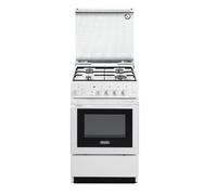 Delonghi Sggw554ned Cocina 50X50 Blanco Horno A Gas 4 Fuegos + Tapa