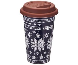 De'Longhi Taza térmica DLSC076, vaso térmico para bebidas calientes y frías, termo de cerámica de doble pared, tapón antideslizante de silicona, capacidad 300 ml