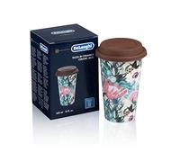 De'Longhi Termo de Cerámica DLSC065, Termo de Doble Pared para Bebidas Calientes y Frías, Fácil de Llevar, Funda de Silicona y Tapa Antideslizante, 300 ml de Capacidad, Multicolor