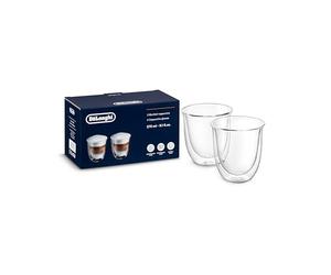 De'Longhi vidrio térmico Juego de capuchinos de doble pared DLSC311, 2 piezas (1 paquete), transparente