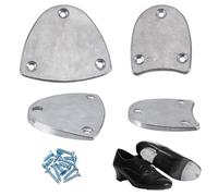 DELORIGIN 1 par de placas de tacón de aleación de aluminio suela de metal protección almohadilla 2.4x2.7 pulgadas suela protección acolchado conjunto de reparación para zapatos de cuero zapatos de