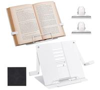 DELORIGIN 2 piezas escritorio soporte de libros de metal soporte de lectura para profesores manos libres libro de cocina soporte de documentos con clips de bulldog ajustables soporte de documentos