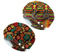 DELORIGIN 2 Piezas Patrón Tradicional Africano Bouffant Sombreros De Limpieza De Algodón Enfermera Sombreros De Fregar Gorras De Cirugía Ajustable Para Mujeres Hombres Cocinar Tareas Del Hogar
