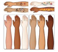 DELORIGIN 2 tablas de ejercicios para pintar brazos, tamaño A4, tabla de ejercicios reutilizable para maquillaje, pintura, escenarios, herramienta de ejercicio para principiantes (para todos los tonos