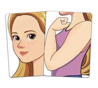 DELORIGIN 2 tablas de ejercicios para pintar la cara, reutilizables, tabla de ejercicios, pintura corporal, plantilla de ejercicios para principiantes (niñas con pelo rubio) brazo