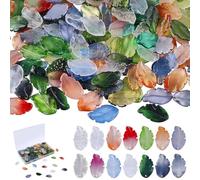 DELORIGIN 200 cuentas de cristal en forma de hoja de 20 colores transparentes de cristal verde espaciador para pulseras, collares, joyas, llaveros