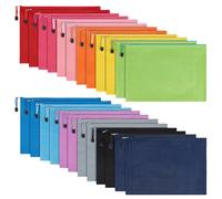 DELORIGIN 24 bolsillos de tela con cremallera para archivos, 12 colores, rectangulares, tamaño A4, categoría, bolsas de almacenamiento para oficina, escuela, organización de estudiantes, 9.6 x 13
