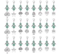DELORIGIN 24 colgantes para enganchar, 8 estilos, alas de ángel, perlas de aventurina verde, con cierre de mosquetón, colgantes de aleación para collares de bolsillo, Metal no precioso