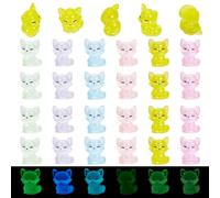DELORIGIN 30 mini zorros de resina luminosos mini figuras de animales 6 colores animales pequeños zorro para bricolaje jardín micro paisaje de hadas decoración de tartas