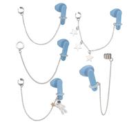 DELORIGIN 4 pares de pendientes antipérdida para Airpods Spacemen Colgando Clip On Pendientes Cadena 304 Wireless Ohrbügel de acero inoxidable para auriculares