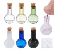 DELORIGIN 6 jarrones en miniatura para gatos con tapón de corcho, mini jarrón de flores para micropaisajes, brotes de suculentas, jarrón de cristal pequeño para decoración del hogar