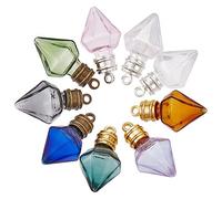 DELORIGIN 9 colores pequeños deseos de cristal pequeñas botellas de deseo, mini botellas de poción mágicas de vidrio en forma de botella vasos decorativos cónicos para bricolaje de colgantes para
