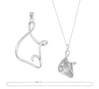 DELORIGIN 925 Colgante en bruto de plata de ley DIY Soporte de piedra para piedras preciosas sueltas Fabricación de joyas Idea de regalo para mujeres para cumpleaños o Día de la Madre