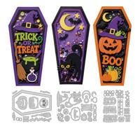 DELORIGIN Ataúd de Halloween Coctelera de Corte Troquelado Tarjeta de Fabricación Plantilla de Corte de Acero al Carbono Plantilla de Repujado para Cumpleaños Saludo Álbum Carta Invitación Decoración