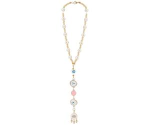 DELORIGIN Colgante de espejo de mal de ojo para coche, con decoración de perlas para espejos, bolsos, espejos retrovisores Eviley para decoración de coche, ventana, hogar, marco de puerta, balcón