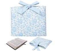 DELORIGIN Funda de Biblia acolchada con lazo azul, funda para la Biblia, bolsa protectora para flores, regalo para mujeres y hombres que aman los libros