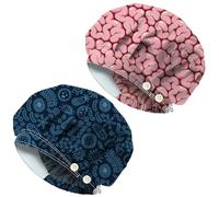 DELORIGIN Gorras quirúrgicas divertidas para el cerebro, varios microorganismos, enfermería, médico, cirujano, gorro de trabajo con 4 botones, ajustable, unisex, elástico, para enfermera, cocina