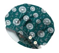 DELORIGIN Gorro de trabajo ajustable con diseño de diente de león, de algodón, color verde azulado, con banda para el sudor, transpirable, unisex, elástico, para teatro, talla única