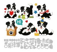 DELORIGIN Lindo Border Collie Perro Troqueles para Fabricación de Tarjetas Plantillas de Corte de Acero al Carbono para Scrapbooking Plantillas para Cumpleaños Saludo Álbum Carta Invitación