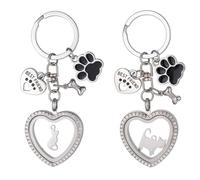 DELORIGIN Llavero de recuerdo de piel de gato, 2 unidades, acero inoxidable, pelo para mascotas, cenizas conmemorativas, medallón con colgante, pérdida de compasión, regalo para los amantes de los