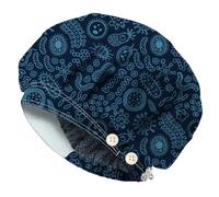 DELORIGIN Microorganisms Bouffant - Gorras de algodón para enfermeras con botón y banda para el sudor, gorras quirúrgicas ajustables para mujeres y hombres, enfermería, cocina, trabajo, tareas