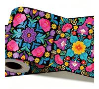 DELORIGIN Papel tapiz floral mexicano para despegar y pegar, 196 x 4 | Borde de pared autoadhesivo de PVC, borde de pared extraíble, impermeable, para dormitorio, sala de estar, baño, cocina