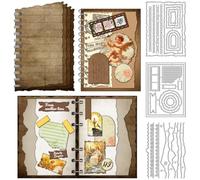 DELORIGIN Plantillas de corte para cuaderno vintage con bordes rasgados para hacer tarjetas, plantillas de corte de acero al carbono para tarjetas, álbumes de recortes, plantillas de repujado para