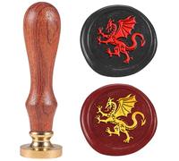 DELORIGIN Sello de Cera de Dragón Medieval, Sello En Relieve, Sello de Cera de Latón Extraíble de 25mm, Cabezal de Sello para Invitaciones de Boda, Sobres, Embalaje de Regalo, Decoración
