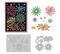 DELORIGIN Troqueles con fuegos artificiales para hacer tarjetas, troqueles de acero al carbono, troquelados, álbumes de recortes, plantillas en relieve, marcos novedosos para tarjetas, álbum de