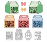 DELORIGIN Troqueles de corte 3D para cajas de regalo, troquelado de festival, plantillas de metal de Navidad con árboles ahuecados lazos corazones huevos para envolver regalos Navidad Pascua