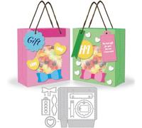 DELORIGIN Troqueles de corte para bolsas de regalo, 2 estilos, caja de regalo, bordes, puntadas, costura, acero al carbono, plantillas para hacer tarjetas con pajarita, álbumes de recortes, plantilla