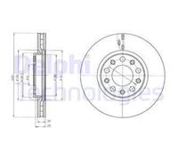 DELPHI 2X Disco De Freno Delante Ø281 Mm Ventilado Para Fiat 500X 334_ 1.4 1.6 D