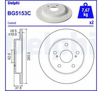 DELPHI 2x Discos de Freno Traseros Completo Recubierto para Toyota Yaris Cruz