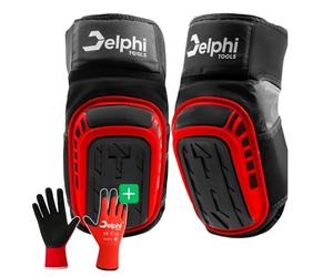 Delphi (Cierre doble Gel- rodilleras antideslizantes para trabajar y guantes de trabajo - Rodilleras cómodas y fáciles de limpiar para enlosadores en talla universal