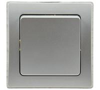 DELPHI - Interruptor de luz (230 V, empotrable, con marco de 1 vía, combinable con marco múltiple), color plateado y gris