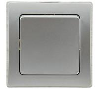 DELPHI interruptor en cruz 250V~/10A, empotrar plata, interruptor | Con marco de 1 compartimento combinable con marco múltiple plateado gris