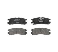DELPHI Juego de pastillas de freno Trasero con avisador acústico de desgaste sin accesorios LP955 Juego de pastillas de freno Compatible con MITSUBISHI PAJERO II Canvas Top V2W, V4W ECLIPSE II D3A