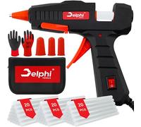 DELPHI Pistola de pegamento caliente de 100 W con 60 barras de pegamento caliente de 7 mm, pistola de pegamento para manualidades, manualidades y reparaciones en el hogar, juego de pistolas de