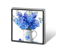 Delphinium - Ramo de flores en jarra de té vintage, unisex, broches y alfileres cuadrados ligeros para solapa, joyería para ropa, chal y sombrero