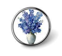 Delphinium - Ramo de flores en un jarrón de cerámica, broche redondo para hombres y mujeres, insignia de moda, collar, alfiler, vestido, chaqueta, mochila, accesorios