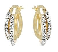 DelPia, Pendientes 2begold Oro 18 Quilates Plata Sterling 925 Dea Horta con 2 líneas de Cristales (Amarillo, 10mm)