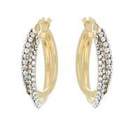 DelPia, Pendientes 2begold Oro 18 Quilates Plata Sterling 925 Dea Horta con 2 Lineas de Cristales (Amarillo, 15mm)