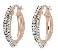 DelPia, Pendientes 2begold Oro 18 Quilates Plata Sterling 925 Dea Horta con 2 Lineas de Cristales (Rosa, 15mm)