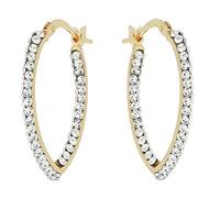 DelPia, Pendientes de Oro de 18 Quilates y Plata de Ley 925 en Forma de V con Cristales por Dentro y por Fuera (35, Huggie)