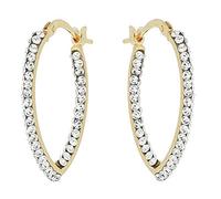 DelPia, Pendientes Modelo V de Oro de 18 Quilates y Plata de Ley 925 con Cristales por Dentro y por Fuera (20mm)