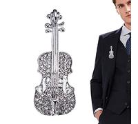 delr Broche de pedrería violín, broche de de violín creativo - Instrumento musical brillante broche con pedrería Pin joyas regalos bombonera