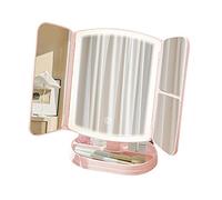 delr Espejo de maquillaje con iluminación - Espejo cosmético iluminado de puertas con aumento 3x/2x, espejo de mesa luminoso LED con pantalla táctil, espejo cosmético de viaje